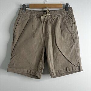 Abercrombie Fitch Mens S Beige Pull On Flat Front Chino Shorts Drawstring Pocket